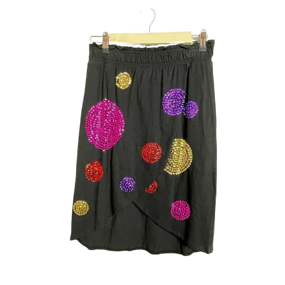 Gene Ewing Bis Sequin Fairy Skirt Womens‎ P Black Vintage 90s Whimsigoth